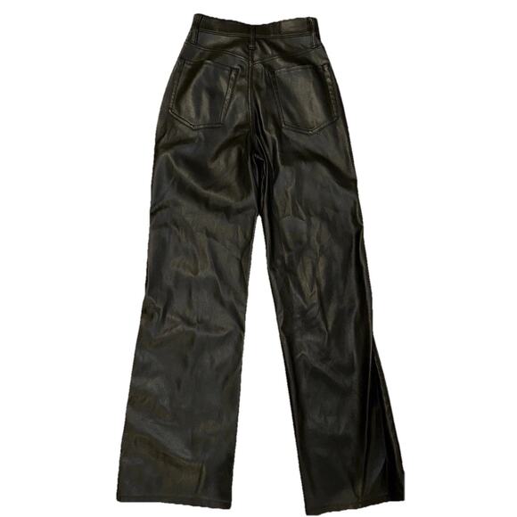 Social Tourist Feux Leather Pants Black Waist 24 Size 0R Ultra High Rise Baggy - Picture 11 of 14